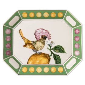 Idyllia-dienblad van porselein, met kristalprintmotief, vliegenvanger, groot, veelkleurig