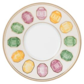 Idyllia-espressokopje met schoteltje, porselein, kristalprintmotief, citroen, veelkleurig