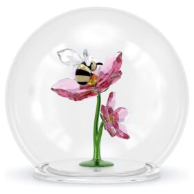 Idyllia glazen bol met bij en bloemen