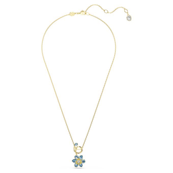 Idyllia-hanger met gemengde slijpvormen, bloem, blauw, verguld Idyllia-hanger met gemengde slijpvormen, bloem, blauw, verguld