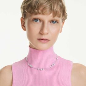 Idyllia-ketting met hart en pijl, wit, gerhodineerd