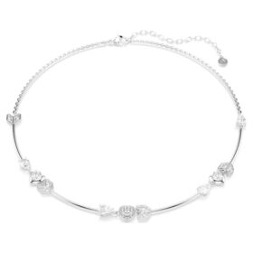 Idyllia-ketting met hart en pijl, wit, gerhodineerd