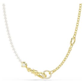 Idyllia-ketting met kristallen parels, wit, verguld