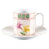 Idyllia koffiekopje met schoteltje, porselein, kristalprintmotief, bloemen, veelkleurig