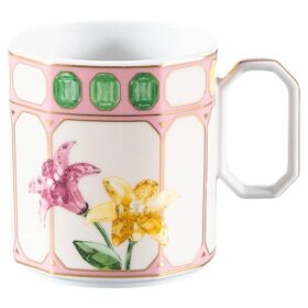 Idyllia koffiekopje met schoteltje, porselein, kristalprintmotief, bloemen, veelkleurig