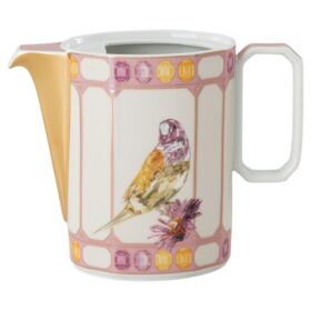 Idyllia-koffiepot van porselein, kristalprintmotief, vogel, veelkleurig