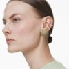 Idyllia-oorcuffset (3), asymmetrisch ontwerp, gemengde slijpvormen, bloem, veelkleurig, verguld