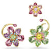Idyllia-oorcuffset (3), asymmetrisch ontwerp, gemengde slijpvormen, bloem, veelkleurig, verguld