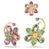 Idyllia-oorcuffset (3), asymmetrisch ontwerp, gemengde slijpvormen, bloem, veelkleurig, verguld
