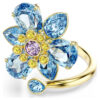 Idyllia open ring met gemengde slijpvormen, bloem, blauw, goudkleurig verguld Idyllia open ring met gemengde slijpvormen, bloem, blauw, goudkleurig verguld