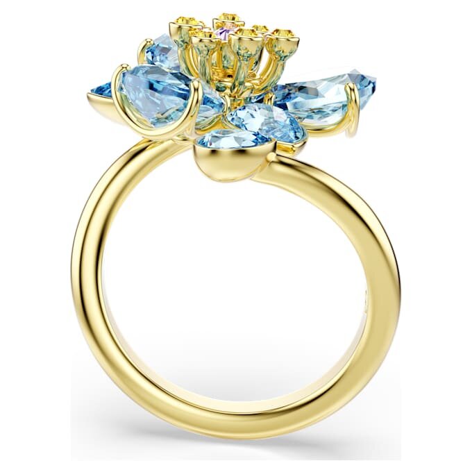 Idyllia open ring met gemengde slijpvormen, bloem, blauw, goudkleurig verguld Idyllia open ring met gemengde slijpvormen, bloem, blauw, goudkleurig verguld