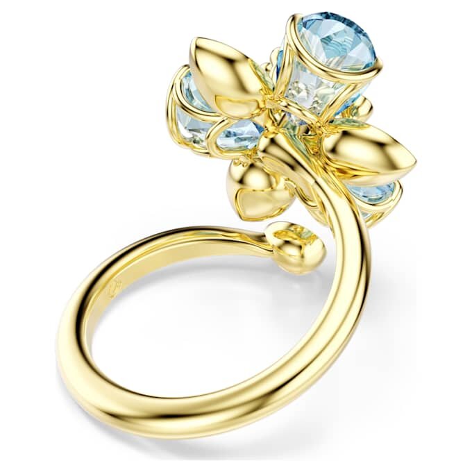 Idyllia open ring met gemengde slijpvormen, bloem, blauw, goudkleurig verguld Idyllia open ring met gemengde slijpvormen, bloem, blauw, goudkleurig verguld