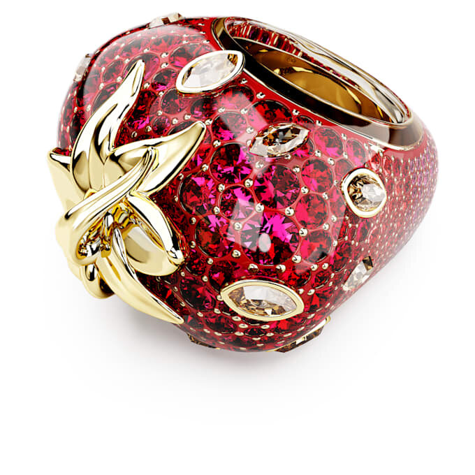 Idyllia-ring met gemengde slijpvormen, aardbei, rood, verguld Idyllia-ring met gemengde slijpvormen, aardbei, rood, verguld