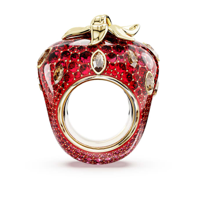 Idyllia-ring met gemengde slijpvormen, aardbei, rood, verguld Idyllia-ring met gemengde slijpvormen, aardbei, rood, verguld