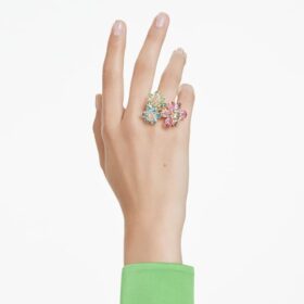 Idyllia-ring met gemengde slijpvormen, bloem, veelkleurig, verguld Idyllia-ring met gemengde slijpvormen, bloem, veelkleurig, verguld