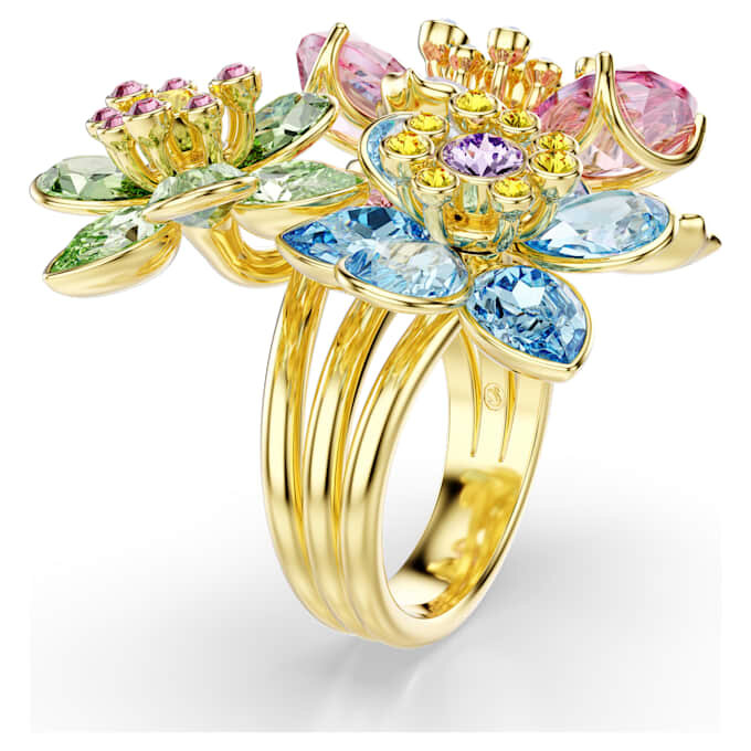 Idyllia-ring met gemengde slijpvormen, bloem, veelkleurig, verguld Idyllia-ring met gemengde slijpvormen, bloem, veelkleurig, verguld