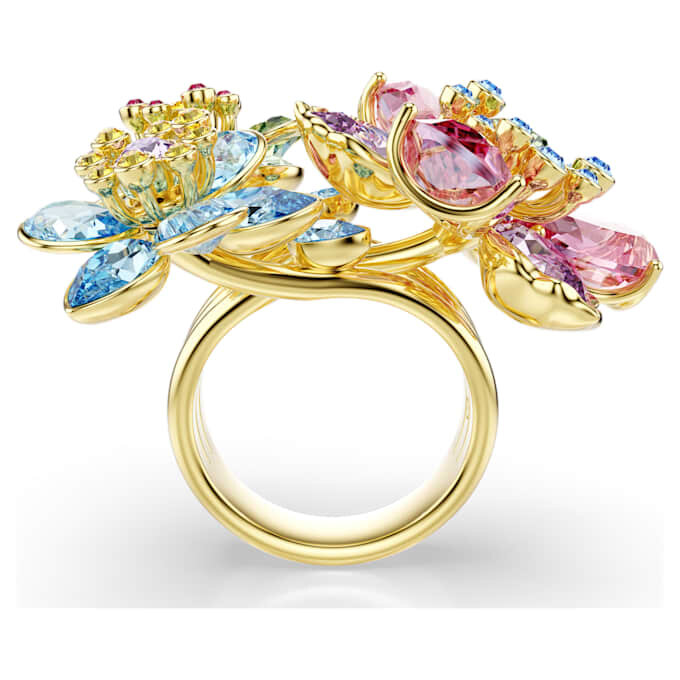 Idyllia-ring met gemengde slijpvormen, bloem, veelkleurig, verguld Idyllia-ring met gemengde slijpvormen, bloem, veelkleurig, verguld