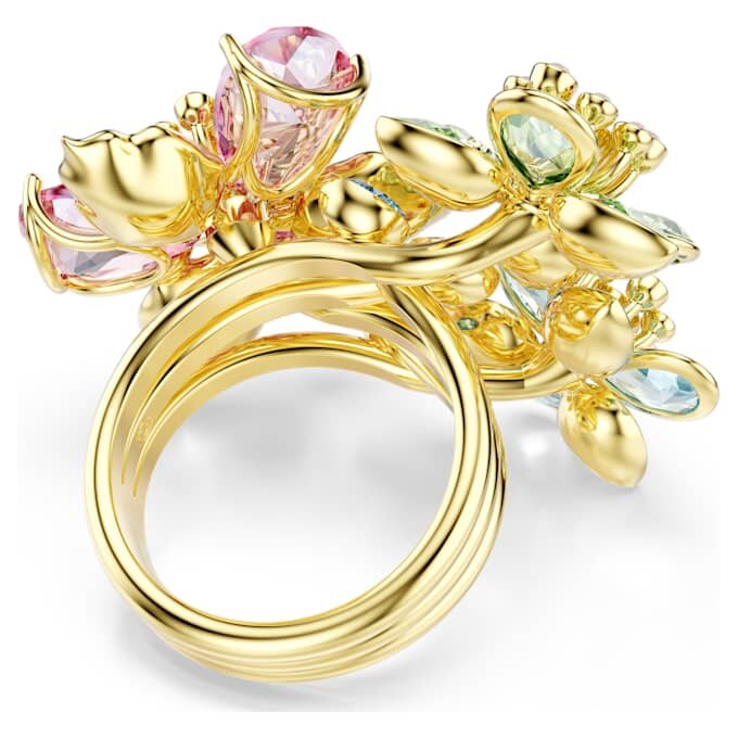 Idyllia-ring met gemengde slijpvormen, bloem, veelkleurig, verguld Idyllia-ring met gemengde slijpvormen, bloem, veelkleurig, verguld