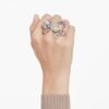 Idyllia-ring met gemengde slijpvormen, pavé, bloemmotief, veelkleurig, verguld Idyllia-ring met gemengde slijpvormen, pavé, bloemmotief, veelkleurig, verguld
