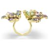Idyllia-ring met gemengde slijpvormen, pavé, bloemmotief, veelkleurig, verguld Idyllia-ring met gemengde slijpvormen, pavé, bloemmotief, veelkleurig, verguld