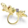 Idyllia-ring met gemengde slijpvormen, pavé, bloemmotief, veelkleurig, verguld Idyllia-ring met gemengde slijpvormen, pavé, bloemmotief, veelkleurig, verguld