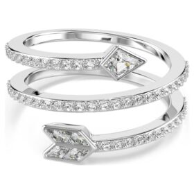 Idyllia-ring met motief, gemengde slijpvormen, pijl, wit, gerhodineerd Idyllia-ring met motief, gemengde slijpvormen, pijl, wit, gerhodineerd