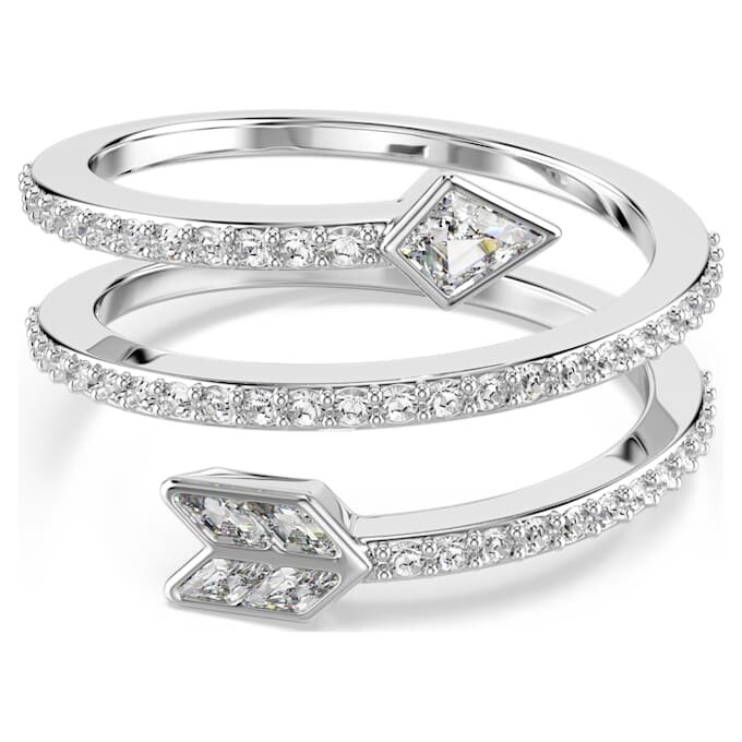 Idyllia-ring met motief, gemengde slijpvormen, pijl, wit, gerhodineerd Idyllia-ring met motief, gemengde slijpvormen, pijl, wit, gerhodineerd