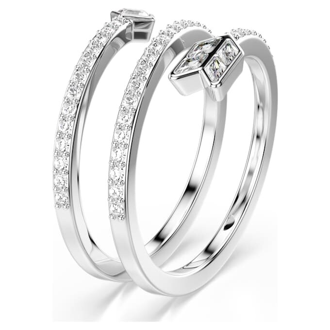Idyllia-ring met motief, gemengde slijpvormen, pijl, wit, gerhodineerd Idyllia-ring met motief, gemengde slijpvormen, pijl, wit, gerhodineerd