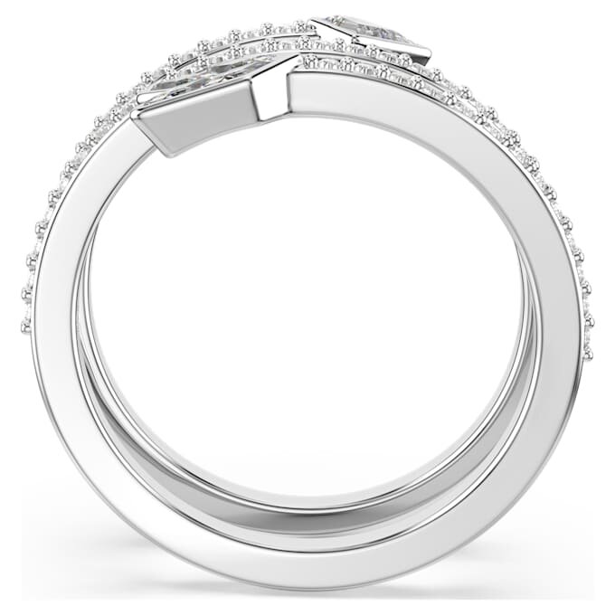 Idyllia-ring met motief, gemengde slijpvormen, pijl, wit, gerhodineerd Idyllia-ring met motief, gemengde slijpvormen, pijl, wit, gerhodineerd