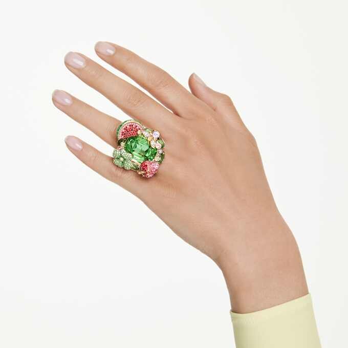 Idyllia-ring met motief, veelkleurig, verguld Idyllia-ring met motief, veelkleurig, verguld
