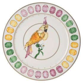 Idyllia-serviesbord van porselein, kristalprintmotief, kaketoe, veelkleurig
