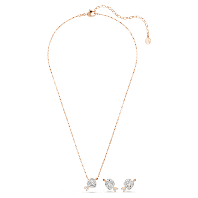 Idyllia-set met gemengde slijpvormen, hart met pijl, wit, roségoudkleurig verguld Idyllia-set met gemengde slijpvormen, hart met pijl, wit, roségoudkleurig verguld