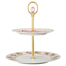 Idyllia éTagèRe porselein, kristalprintmotief, Lily Citron, klein, veelkleurig