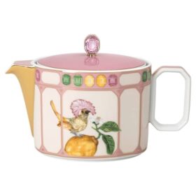 Idyllia-theepot van porselein, met kristalprintmotief, vliegenvanger, klein, veelkleurig