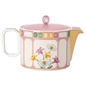 Idyllia-theepot van porselein, met kristalprintmotief, vliegenvanger, klein, veelkleurig