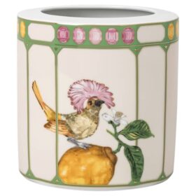 Idyllia-vaas van porselein, kristalprintmotief, vliegenvanger, medium, veelkleurig