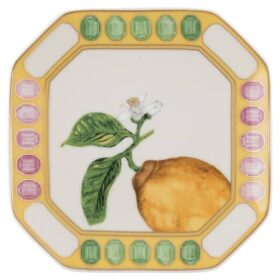 Idyllia Vide Poche Porselein, Kristalprintmotief, Citroen, Geel