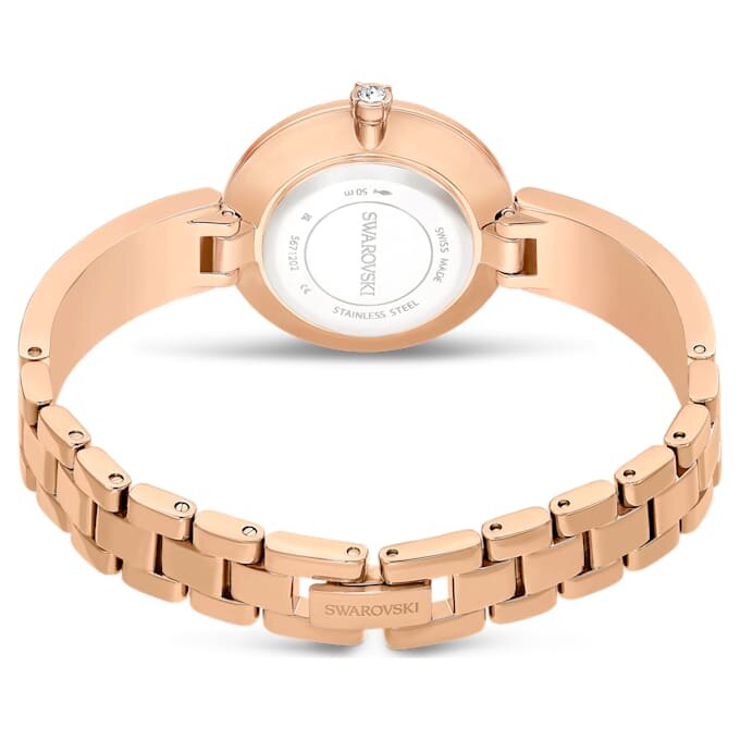 Illumina-horloge, Swiss Made, metalen armband, roségoudkleurig, roségoudkleurige afwerking Illumina-horloge, Swiss Made, metalen armband, roségoudkleurig, roségoudkleurige afwerking
