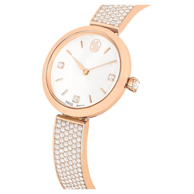 Illumina-horloge, Swiss Made, metalen armband, roségoudkleurig, roségoudkleurige afwerking Illumina-horloge, Swiss Made, metalen armband, roségoudkleurig, roségoudkleurige afwerking