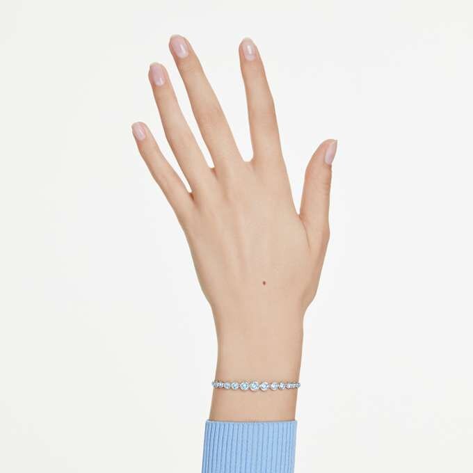 Imber-armband met gemengde ronde slijpvormen, blauw, gerhodineerd Imber-armband met gemengde ronde slijpvormen, blauw, gerhodineerd