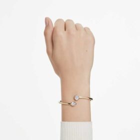 Imber-armband met gemengde slijpvormen, wit, verguld Imber-armband met gemengde slijpvormen, wit, verguld