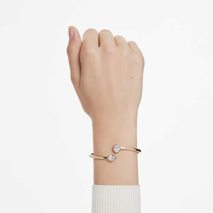 Imber-armband met gemengde slijpvormen, wit, verguld Imber-armband met gemengde slijpvormen, wit, verguld