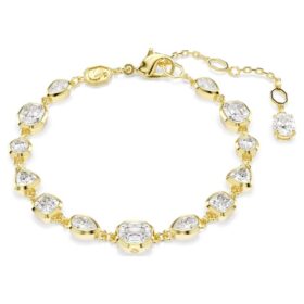 Imber-armband met gemengde slijpvormen, wit, verguld Imber-armband met gemengde slijpvormen, wit, verguld