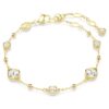 Imber-armband met ronde slijpvorm, verspreid patroon, wit, verguld