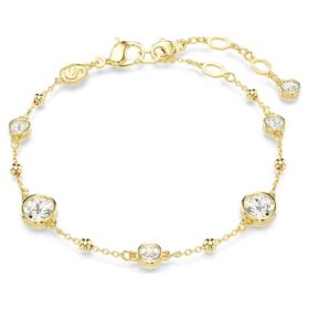Imber-armband met ronde slijpvorm, verspreid patroon, wit, verguld Imber-armband met ronde slijpvorm, verspreid patroon, wit, verguld