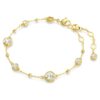 Imber-armband met ronde slijpvorm, verspreid patroon, wit, verguld