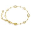 Imber-armband met ronde slijpvorm, verspreid patroon, wit, verguld