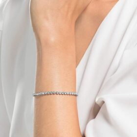 Imber Emily tennisarmband met ronde slijpvorm, wit, gerhodineerd Imber Emily tennisarmband met ronde slijpvorm, wit, gerhodineerd