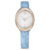 Imber ovaal horloge, Swiss Made, leren band, blauw, champagnekleurige afwerking Imber ovaal horloge, Swiss Made, leren band, blauw, champagnekleurige afwerking