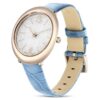 Imber ovaal horloge, Swiss Made, leren band, blauw, champagnekleurige afwerking Imber ovaal horloge, Swiss Made, leren band, blauw, champagnekleurige afwerking